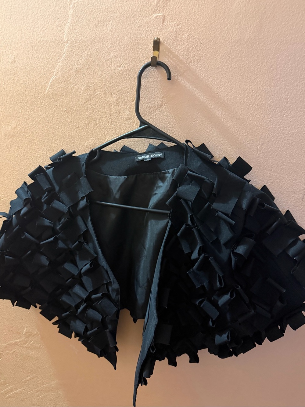 Samuel Dong Black Textured Appliqué Wrap